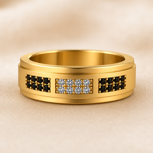 Deux bagues en or jaune massif 10K avec diamants naturels couleur I, clarté I2, pour seulement 50% d'acompte. - Product Image 3
