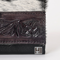 Portefeuille long en cuir de vachette pleine fleur pour homme, blocage RFID, porte-cartes fin