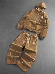 Conjunto Deportivo de 2 Piezas para Hombre, Invierno, Sólido, Transpirable, Ligero, Chaqueta Cortavientos, Personalizable para Deportes al Aire Libre - Product Image 2