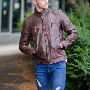 Chaqueta de cuero de moda casual para hombre, de corte relajado y material de primera calidad, colección otoño-invierno, para venta en línea. - Product Image 3