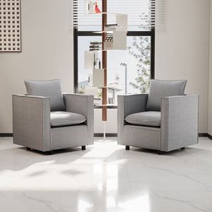 Silla de sofá individual cómoda y moderna, sillón decorativo gris con cojín de asiento transpirable suave para sala de lectura de esquina de dormitorio - Product Image 1