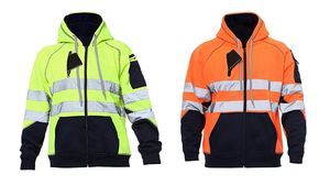 Ropa de Trabajo de Seguridad Reflectante de Alta Calidad, Sudadera con Capucha de Alta Visibilidad para Hombre, Cremallera de Seguridad, Manga Larga, Impermeable, Última Llegada, Sudaderas con Capucha de Alta Visibilidad - Product Image 2