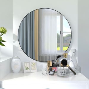 24 \ "grande Design circolare specchio rotondo nero da parete - Product Image 1