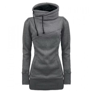 <b>Women</b> Longline <b>Cowl</b> <b>Neck</b> <b>Hoodie</b> Slim Fit Athleisure Techwear Fleece Pullover Extended Sleeve Streetwear OEM Custom - Product Image 4