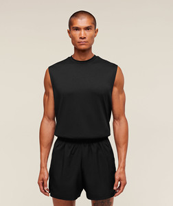 Men's <b>Black</b> Sleeveless <b>Tank</b> <b>Top</b> Crew Neck Solid Color Breathable Knitted Polyester Casual Fitness Wear - Product Image 1