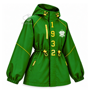 Chaqueta Impermeable con Capucha Verde para Mujer Chi Eta Phi, Cortavientos con Cremallera Completa, Cintura Ajustable con Cordón, Abrigo Anorak para Exteriores - Product Image 2
