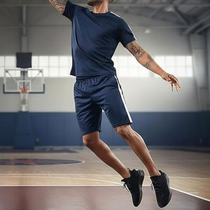 Conjuntos Deportivos para Hombre, Camisetas de Manga Larga y Pantalones Cortos para Entrenamiento, Ropa Deportiva Transpirable de Secado Rápido para Gimnasio - Product Image 4