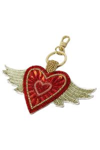 Beautiful star design pink and <b>silver</b> coloured seed beaded embroidery keychain and keyring and bag accessories from India - Product Image 3