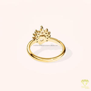 Oval Cut Lab Grown Diamond Cluster <b>Engagement</b> <b>Ring</b> Yellow Gold Floral Halo Promise <b>Ring</b> <b>Unique</b> Vintage Inspired Wedding <b>Ring</b> - Product Image 3