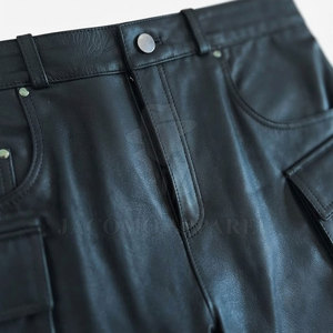 Premium Quality Custom <b>Leather</b> Fabric <b>Men</b> <b>Leather</b> Jorts Relaxed Fit Knee Length With Multiple Pockets For Daily Wear - Product Image 6