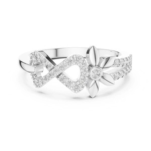 Anillo de Compromiso Infinito de Plata de Ley 925 con Diamante Moissanita de Corte Redondo, Anillo de Boda para Mujer, Anillo de Promesa Eterna - Product Image 1