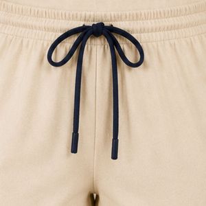 Ivory And Navy Women Two Piece Shorts Set Square Neck Button <b>Top</b> Custom Logo Print Casual Summer Cotton Lounge Wear Outfit OEM - Product Image 6