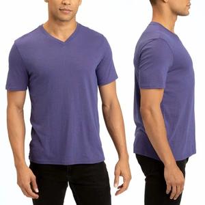 T-shirt homme slim à manches courtes, col V, couleur unie, été, fin, avec broderie personnalisée et design imprimé. - Product Image 5