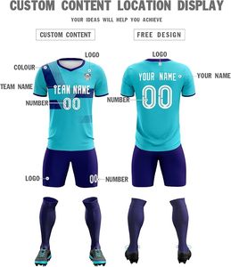 Customizable Soccer Jersey Set Sublimated Print Moisture Wicking Unisex Adult Short Sleeve V-Neck Team Name Front OEM Service - Product Image 3