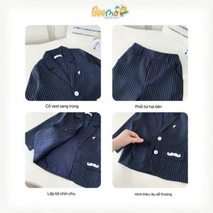 Vente en gros d'usine Style coréen rayé à manches longues école formelle anniversaire cérémonie mariage Performance costume enfant en bas âge garçons hiver - Product Image 6