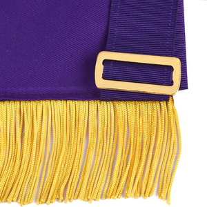 Tablier de Maître Maçon de Loge Bleue - Ruban Violet avec Broderie Machine et Pompons - Product Image 6