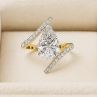 Bague de fiançailles et de mariage en moissanite 3 carats originale, coupe poire, sertissage en barrette, plaqué rhodium, argent sterling 925, vente en gros