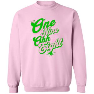 เสื้อสเวตเชิ้ตคอกลมพิมพ์ลาย Pink One Nine Oh Eight แขนยาว ปลายแขนจั๊มพ์ ผ้าฟลีซลำลองสำหรับผู้หญิง แฟชั่นสตรีทแวร์ - Product Image 1