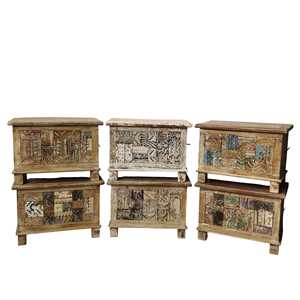 La Mejor Colección de Arte del Himalaya, Baúl Vintage Hecho a Mano de Madera Maciza con 2 Compartimentos, Decoración Combinable, Garantía de 10 Años, MOQ 1 Contenedor - Product Image 3