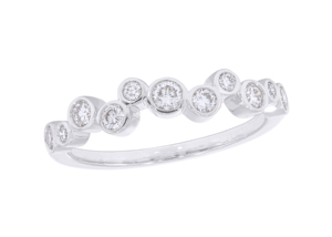 Star Dust Handcrafted 0,44 Quilates Round Lab-Grown Diamond/Moissanite Bubble Band Ring White Rose Yellow Gold Sterling Silver - Product Image 5