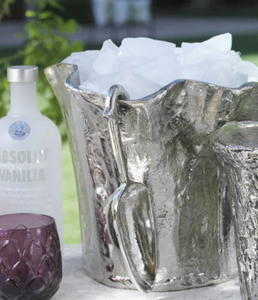 Seau à glace en aluminium moulé artisanal, forme vague organique, couleur argent, de luxe, pour hôtels et restaurants - Vente chaude - Product Image 4