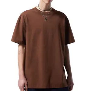 Элитный пошив 2024 премиум качества большие размеры мужские толстые хлопковые свободные футболки с пуховым принтом, сделанные в Бангладеш