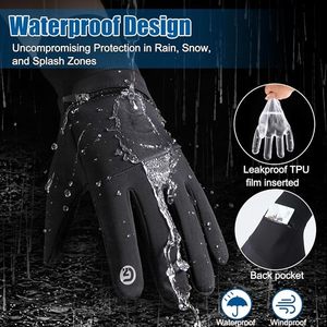 Gants d'hiver pour hommes et femmes - Gants thermiques imperméables pour temps froid, gants tactiles pour le cyclisme, la course à pied et le travail - Product Image 2