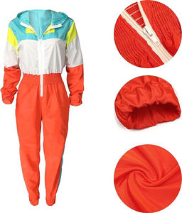 Women's <b>Polyester</b> Zip up Cropped Reflective Windproof Nylon Jacket and Track Pants <b>Jogger</b> Sets Nylon Tracksuit - Product Image 2