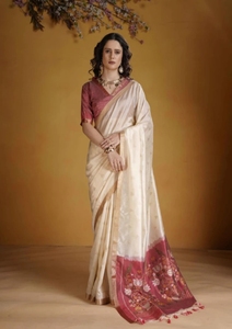 KV Women's Woven Paisley Self Design Handloom Jacquard <b>Art</b> Silk Saree Unstitched Blouse Traditional Style Wrinkle Free Autumn - Product Image 3