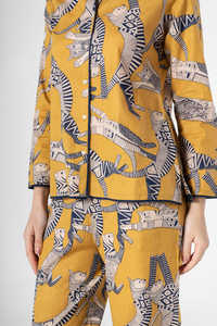 Ensemble de robes de nuit en coton à imprimé animal jaune pour femmes, prix de gros disponible - Product Image 4