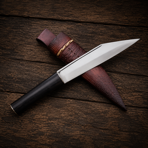 Couteau Kiridashi japonais fait main sur mesure, acier à haute teneur en carbone, lame fixe avec manche en bois d'ébène, étui en cuir véritable, vente en gros - Product Image 5
