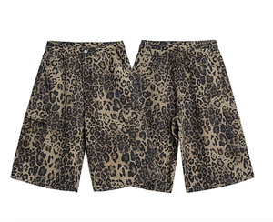 Shorts cargo pour homme TITAN TREAD WEAR à imprimé léopard, taille mi-haute, en denim tricoté, sportif, été, imperméable, respirant, avec poches - Product Image 4