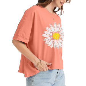 T-shirt Ringer pour femme, style streetwear, avec logo personnalisé sérigraphié, à épaules tombantes, vente en gros - Product Image 6