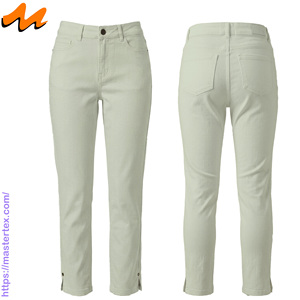 Pantalon Femme Cinq Poches à Fente, Coupe Slim, Tissu Respirant Non-Denim, Coton Spandex, Idéal Printemps-Été, Grammage 7.81 oz - Product Image 3