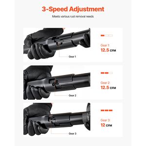 Scalpello Pneumatico 3400 BPM con 19 Aghi Temprati e 3 Velocità Regolabili, per Rimozione Ruggine e Vernice, 19 Ugelli ad Aria - Product Image 3
