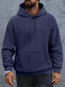 Sweat à capuche polaire pour homme, uni, personnalisable, épais, avec poche kangourou, 100% coton mélangé, coupe décontractée - Product Image 2