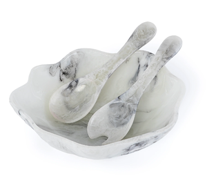 Bol en résine époxy et table à manger, saladier en résine blanche avec 2 cuillères, idéal pour la décoration de mariage, bol à soupe - Product Image 1
