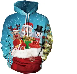 Hoodie motif kustom 3D Selamat Natal sweatshirt Mode Pria Wanita hoodie 3D hoodie kasual pullover anak-anak