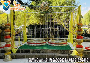 Haldi Theme Fiberglass Golden Urli Tub with <b>Stool</b> Vibrant Vatna Ceremony Stage Setup Buy Large Size Floral Shaped Haldi Tub USA - Product Image 4