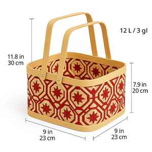 Panier de pique-nique carré en bambou tissé à la main avec poignée |   Panier de rangement écologique pour articles divers pour la décoration de la maison |   Conception personnalisée en gros - Product Image 2