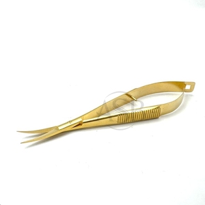 Ciseaux à broder incurvés en acier inoxydable rose doré, pour sourcils, avec logo personnalisé, pour la beauté et le toilettage, pour droitiers, à ressort - Product Image 6