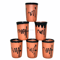 Eksklusif Indian Tanah Liat Mengilap Alami Kaca Coco Cola, Perangkat Tanah Liat Terakota Kaca Set 2 ( 200 ML)
