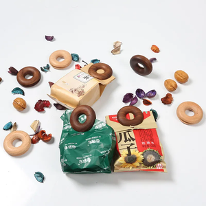 Clip à sac en bois de hêtre unique en forme de donut, 6,5 cm, réutilisable, design moderne, ustensile de cuisine en bois naturel, forme ronde - Product Image 3