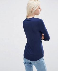 เสื้อยืดแขนยาวผู้หญิง คอกลม ผ้าฝ้ายเรียบง่าย สวมใส่สบาย ระบายอากาศดี แฟชั่นสปอร์ต - Product Image 4