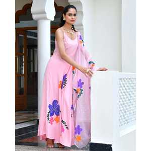 Ensemble de costume en mousseline de soie à fleurs pêche - Taille XS - Product Image 6