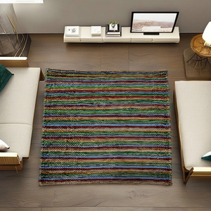 พรมปอกระเจาหลากสีแบบทันสมัยผ้าทอมือทรงสี่เหลี่ยมผืนผ้ากันลื่นขนาดกำหนดได้เองพิมพ์ลายแบบเรียบ - Product Image 1