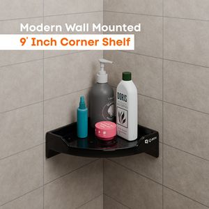 Organisateur d'angle mural à double niveau, 9 pouces, cadre métallique robuste, double étagère de rangement pour salle de bain, matériel antirouille - Product Image 2