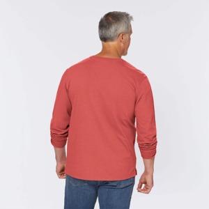 Men's Red Long Sleeve Cotton T-<b>Shirt</b> Regular Fit O-Neck Casual Solid Color Knitted Plain Dyed - Product Image 3