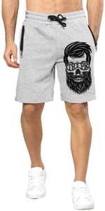 Pantalones Cortos Deportivos Casuales de Algodón Gris para Hombre con Estampado de Calavera, Cintura con Cordón Ajustable, Transpirables, de Tiro Medio y Diseño con Bolsillos - Product Image 1