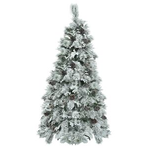 Albero di Natale Artificiale Pre-Illuminato 6 Piedi, Abete Innevato con Pigne, 403 Punte di Rami Miste in PE e PVC - Product Image 6